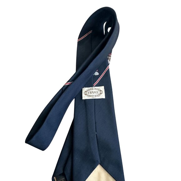 FRAME Vintage Navy Blue Canadian Inuit Igloo Striped Tie - Picture 2 of 7